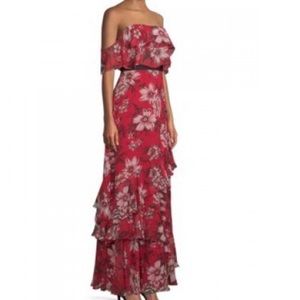 BCBG Maxazria Burnt Red Floral Dress